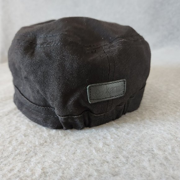 Karma Live in The Moment Embroidered Skull Cap Hat Cotton Black One Size - Picture 6 of 11